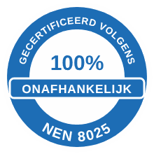 Keurmerk: 100% onafhankelijk, gecertificeerd volgens NEN 8025